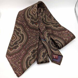 Nic's Toggery Men's Silk Neck Tie Brown Paisley Tie Wedding Office - Flawed